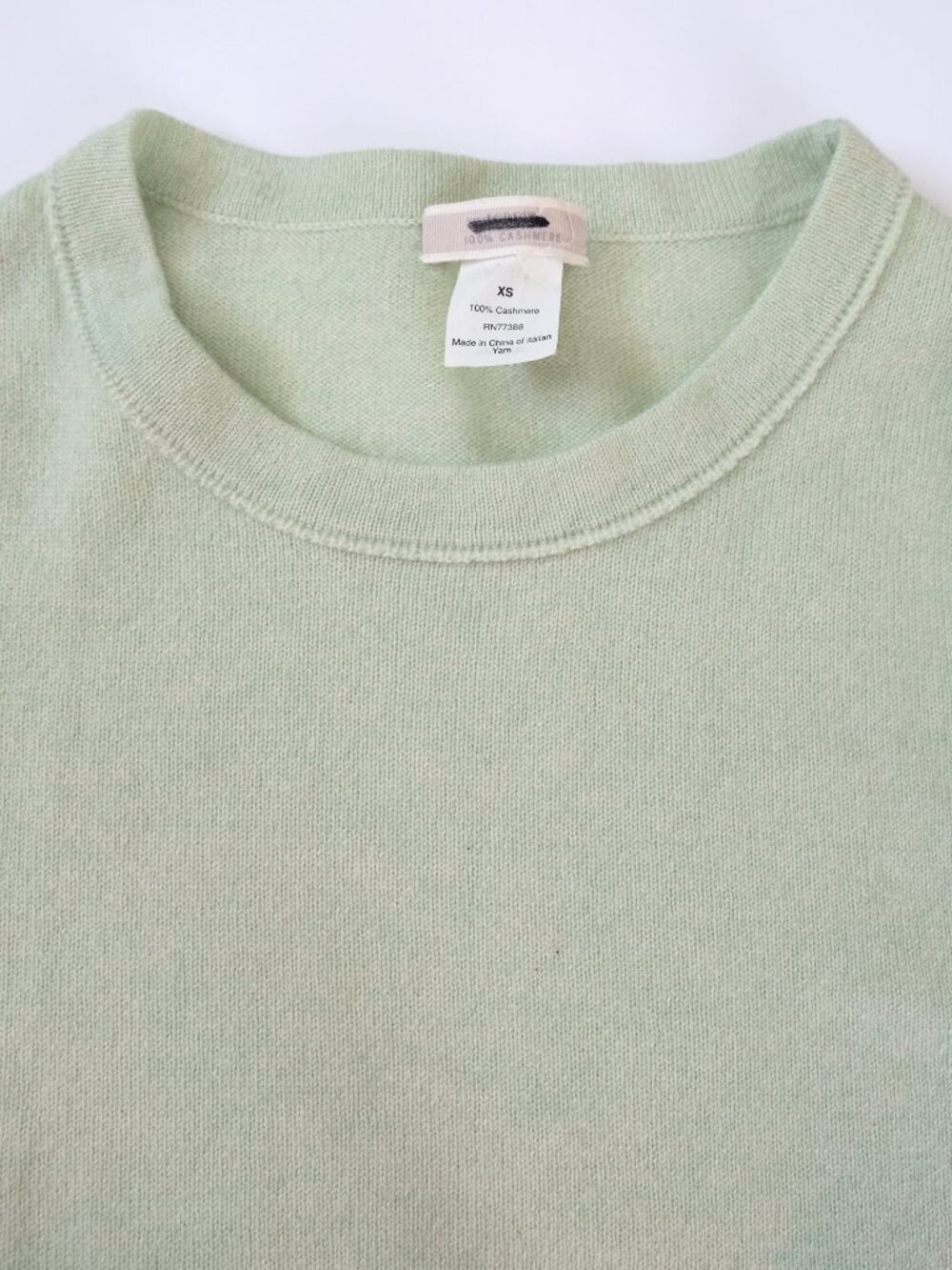 EUC J. CREW 100% Cashmere Short Sleeve Sweater XS Mint Green Crewneck T-Shirt - Picture 2 of 3